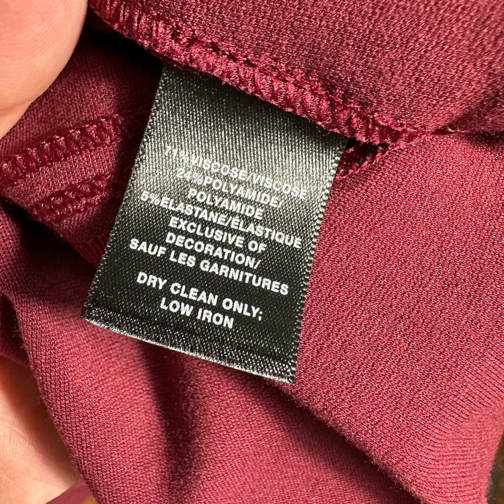 Lafayette 148 NY Burgundy A-Line Dress Zip Front Short Sleeve Pockets Size 14/16 - Picture 9 of 16